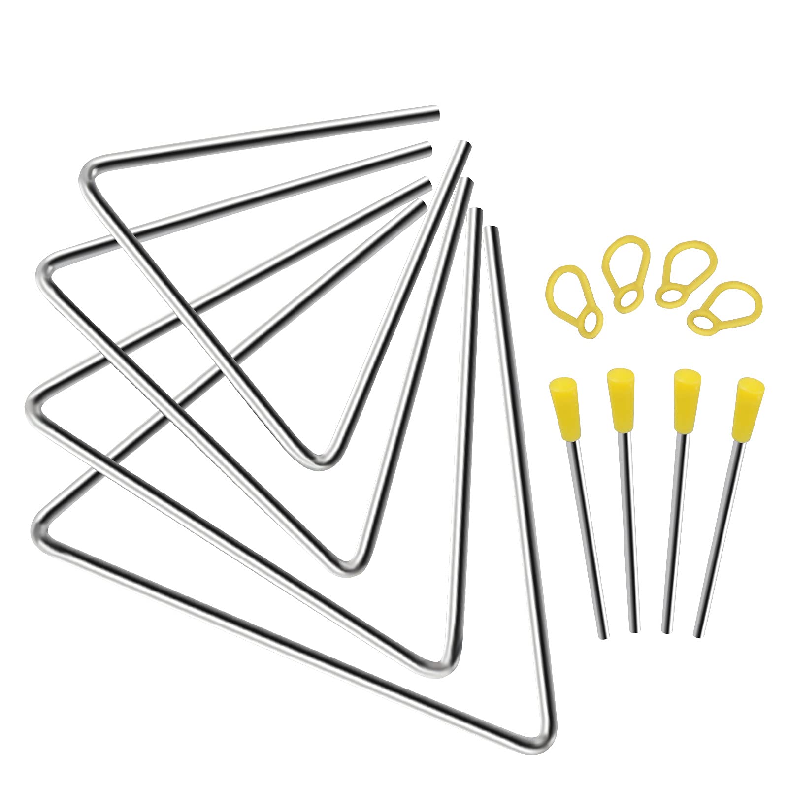 EASTROCK Triangle Instrument Set 4 Packs 7 8 9 10 Inch with Striker