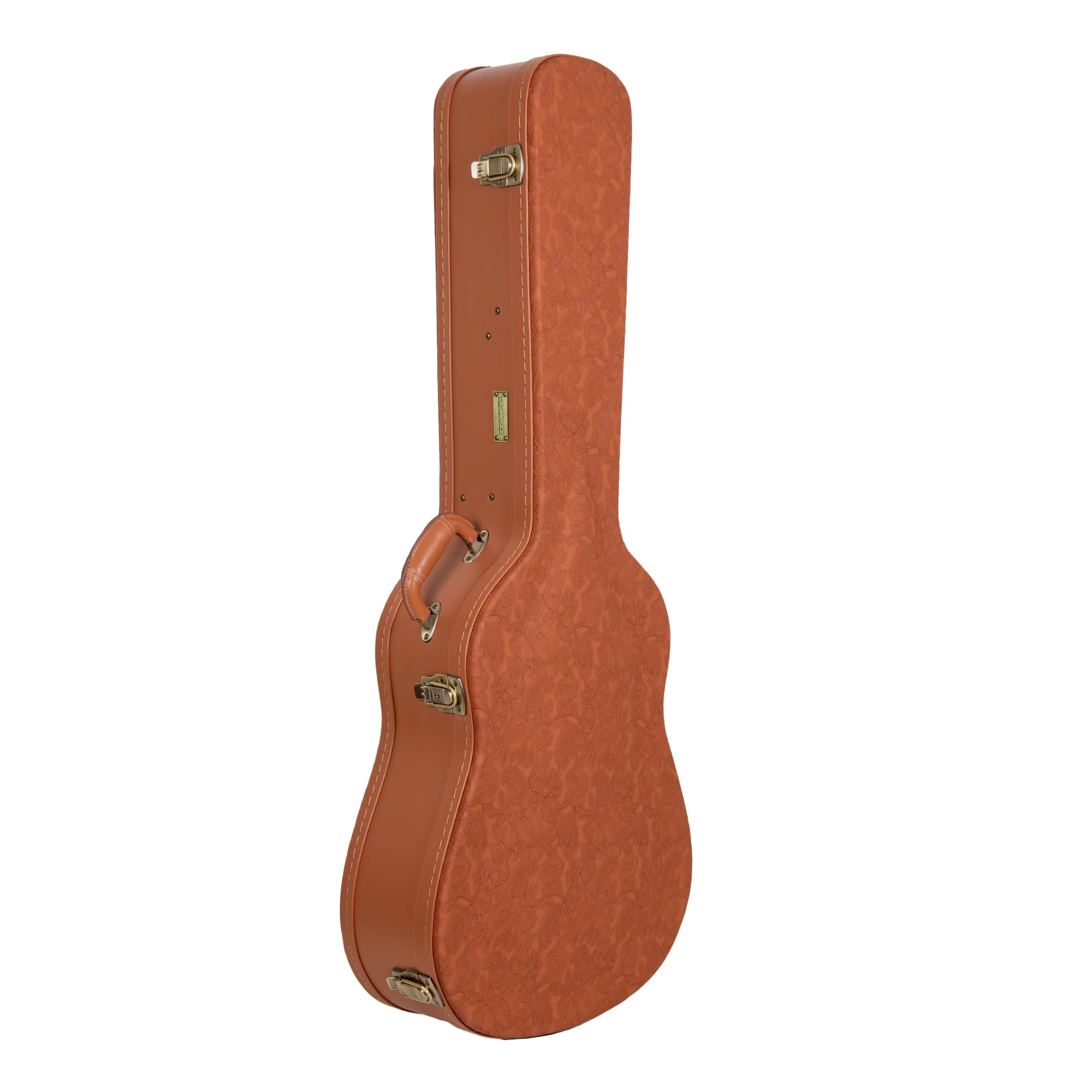Crossrock Relief Series Dreadnought Guitar Case for Gibson J-45 / Martin D-Style | Carved Red Wood Finish, Ivory Plush Interior, Lock – Premium Wooden Hardshell