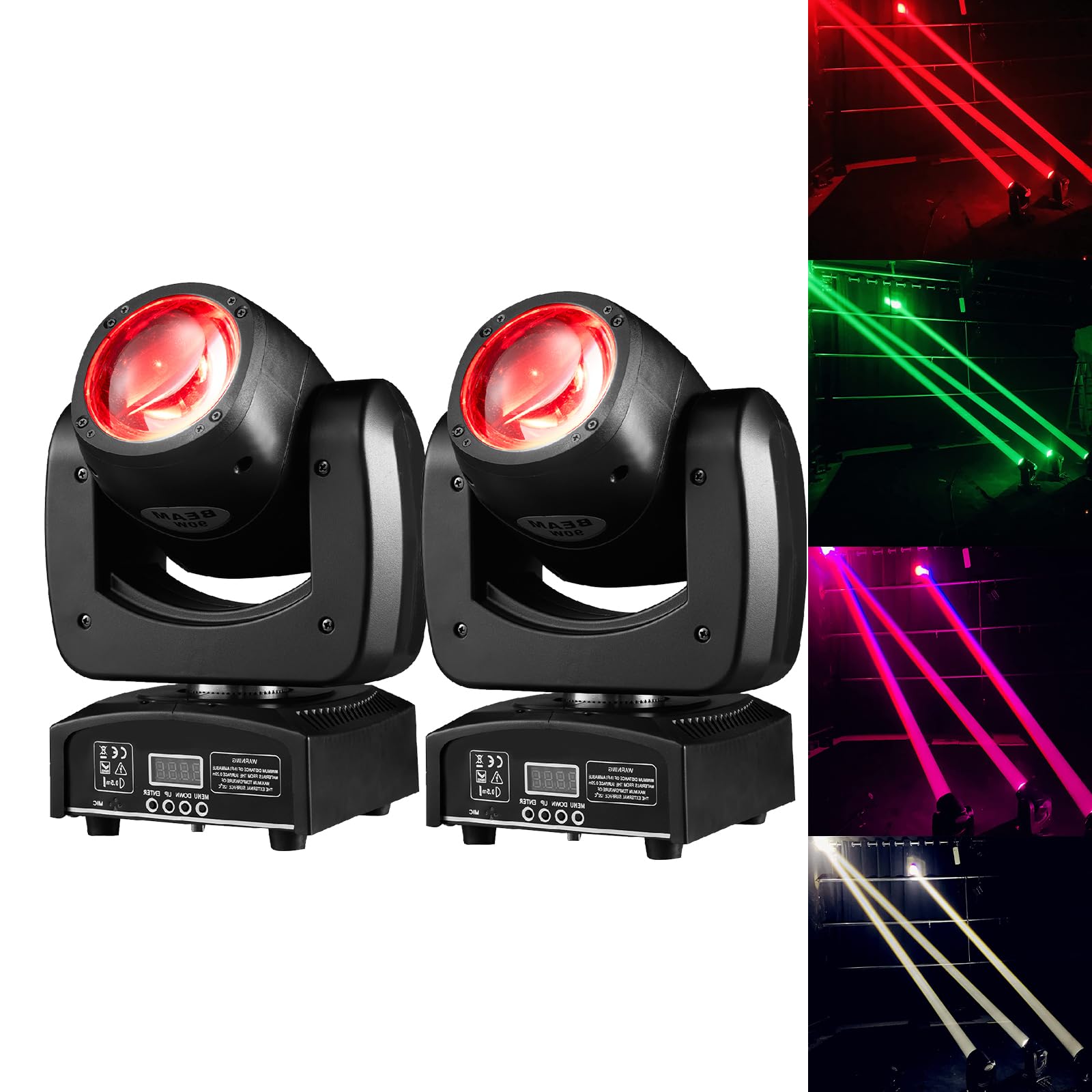 DJXFLI 90W LED Moving Head DJ Lights Mini Beam Stage Lights Super Bright Spot RGBW 4IN1 DMX 512 13CH Sound-Activated for Wedding DJ Party Stage Lighting (75W, 2)