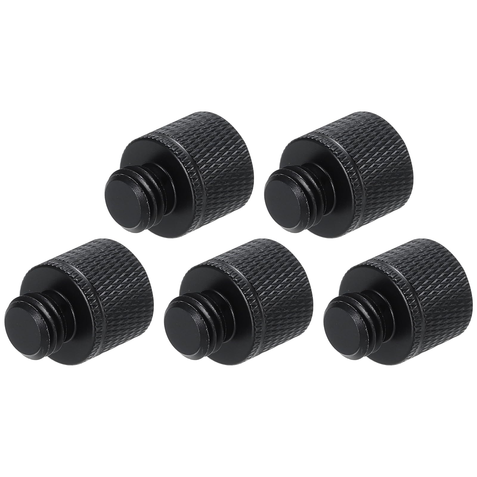 MECCANIXITY 5Pcs Mic Stand Adapter 1/4 Female to M10 Male Thread Screw Adapter Aluminum Alloy for Microphone Tripod Stand Mount, Black