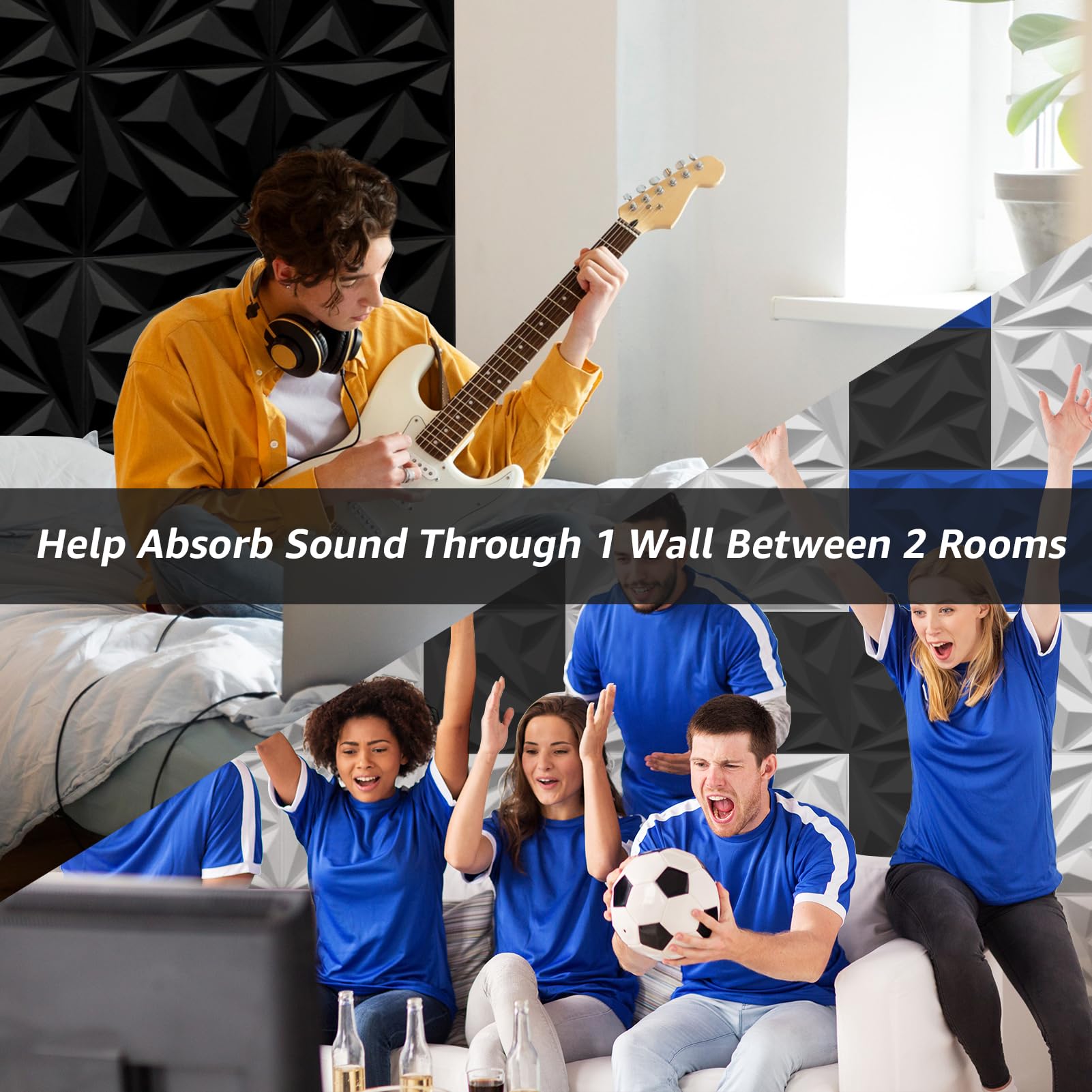 Art3dwallpanels 20 Pack Acoustic Panels, Black, 12 X 12 Inch