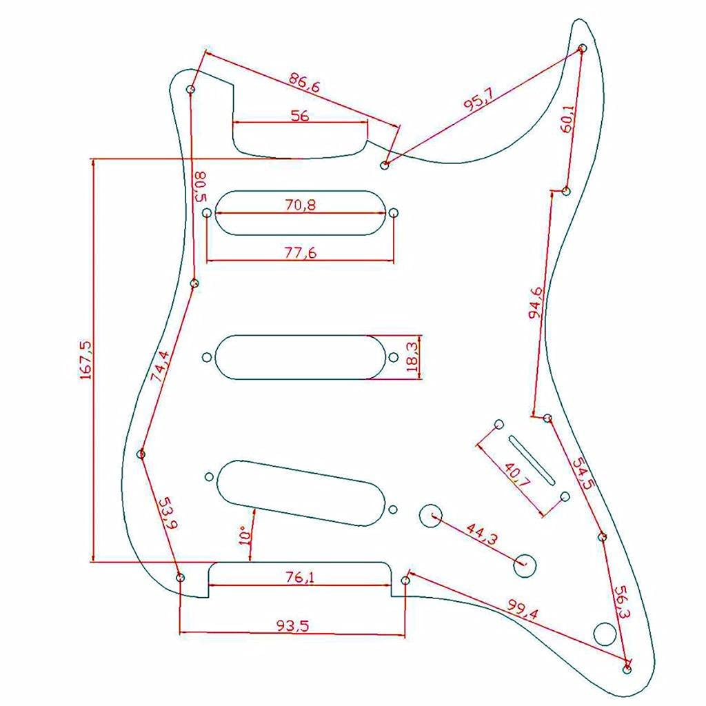 Dopro 11 Hole Vintage 62 Strat ST SSS Single Coil Pickups Guitar Pickguard Plate with Screws for Fender 62 Stratocaster Red Tortoise