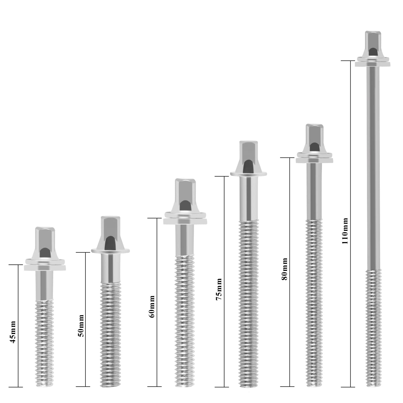 EASTROCK Drum Tension Rods Drum Screw 6 Pack M5X1 4/5 Inch