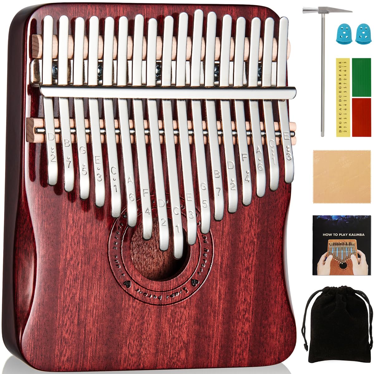 Kalimba Thumb Piano 17 Keys Finger piano (Wine red)