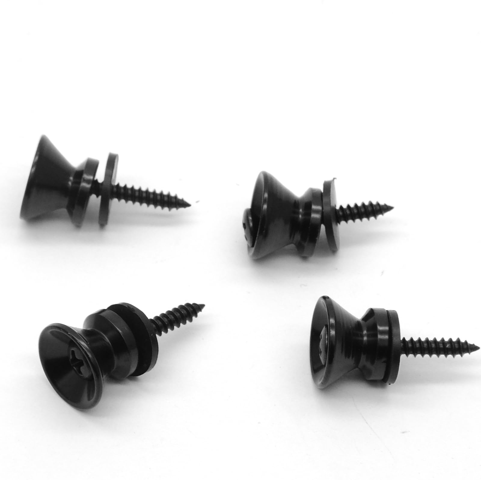 harpfeas 4PCS Metal Strap Buttons End Pins with Mounting Screws for Electric Acoustic Guitar, Bass, Ukulele (Black)