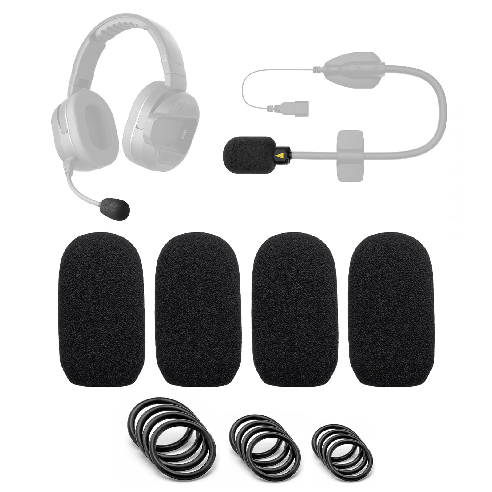 Voarmaks 4-Pack Mic Foam Covers Compatible with CARDO PACKTALK EDGEPHONES, Spirit Motorcycle Headset, Cardo Packtalk/Freecom/Smart Hybrid Microphone + 12 O-Rings in 3 Sizes – Windscreen Pop Filter