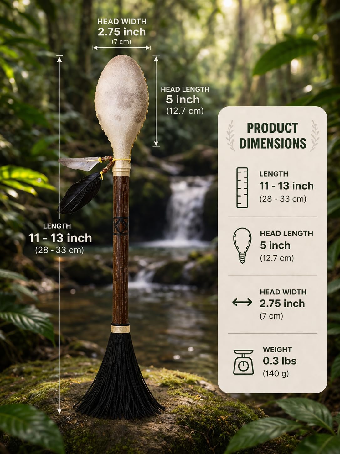 Shaman shakers Sounds like Rain or Ocean, goat skin, three sizes (Rain Medium)