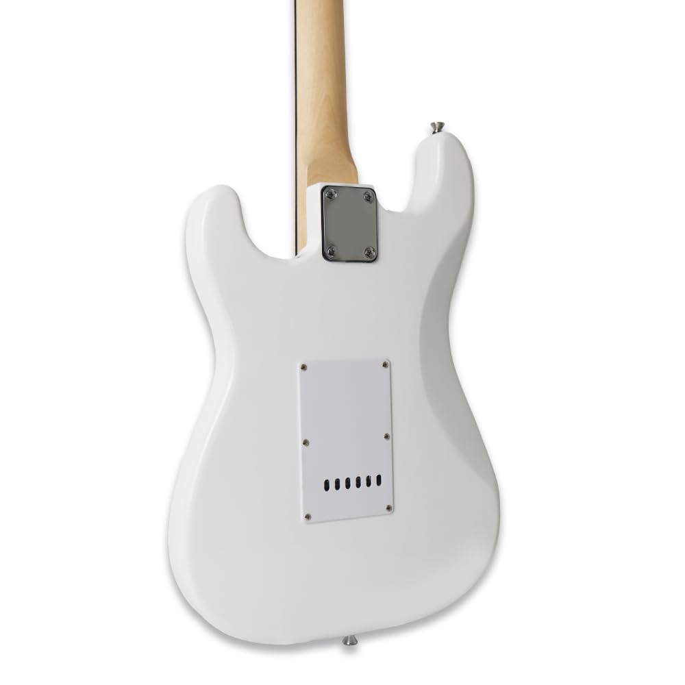 Demusea Pure White Electric Guitar Kit With 20W Amplifier SSS Pickup Single Tremolo Maple Neck Practice For Beginner (ST, White)