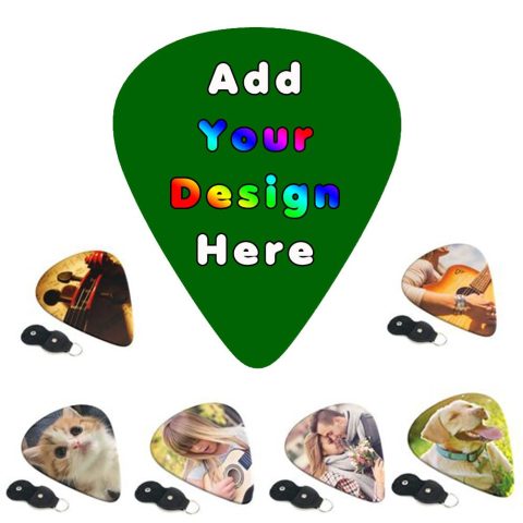 PLKIUYT Custom Guitar Picks 6 Packs Personalized Guitar Pick Double Sided Printing Design Your Own Images Logo Text for Friends Families Birthday Gifts, DarkGreen, 0.46mm