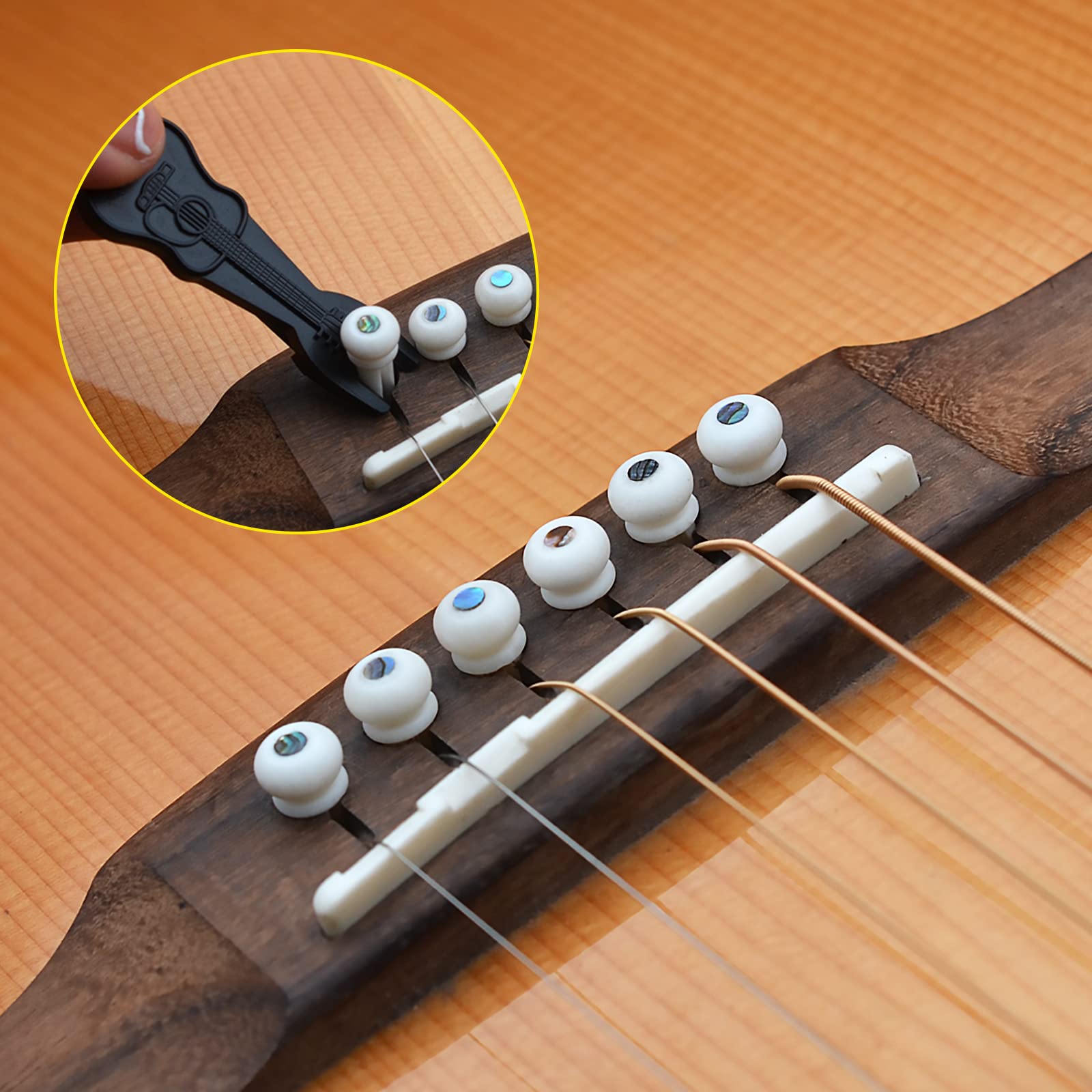 MAXCHEER Guitar 6Pcs Acoustic Guitar Bridge Bone Pins with Pearl Shell Dot Guitar Pressure String Nails Pin Guitar Parts