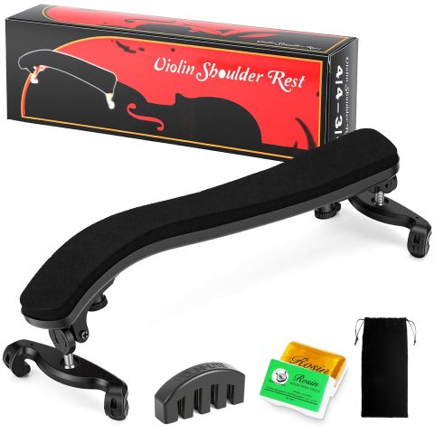 Violin Shoulder Rest Adjustable 3/4-4/4, Professional Violin Shoulder Pad for Full Size 4/4 and 3/4 Violins, Ergonomic Foam Padding & Anti-Slip Silicone Feet, Height Adjustable Support