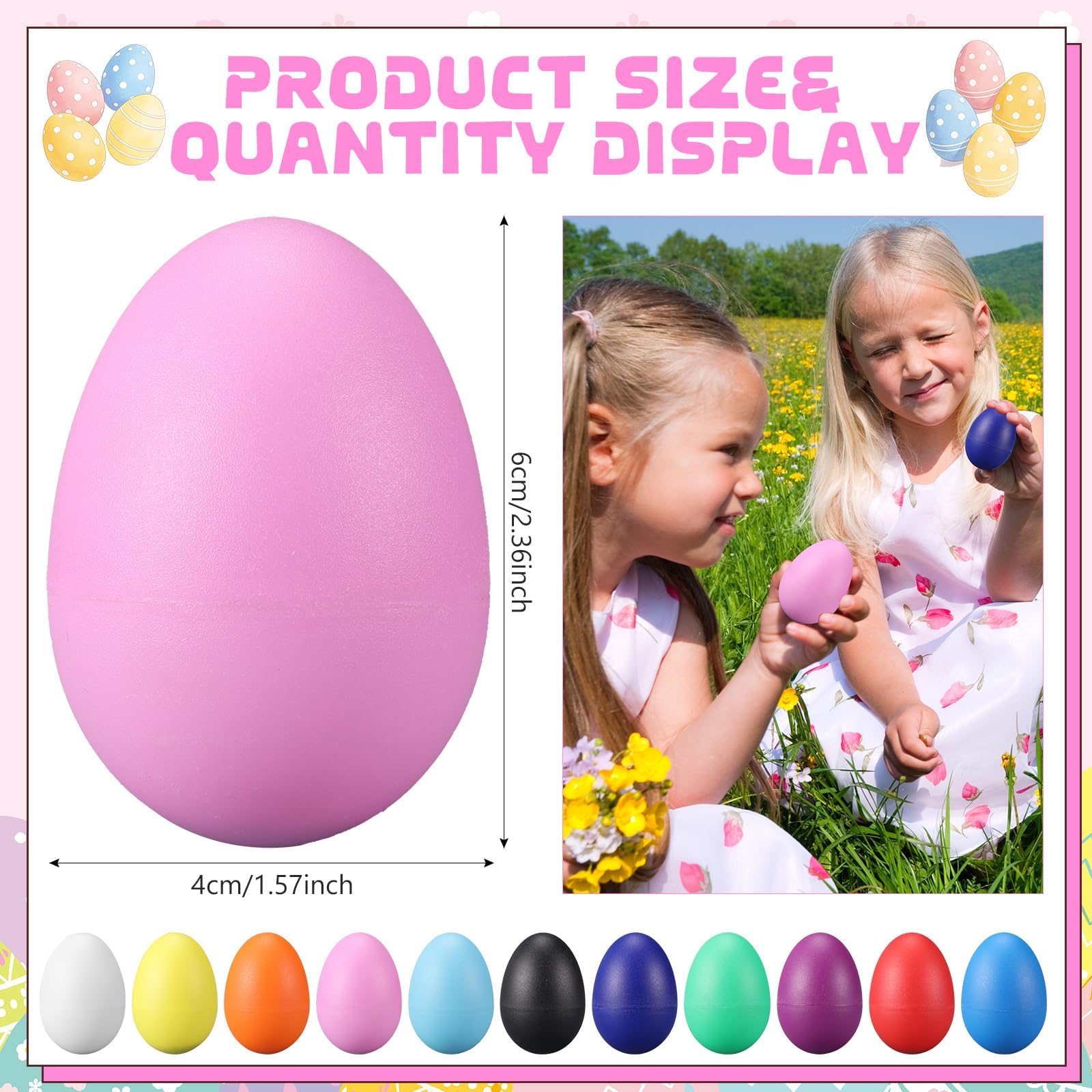 24 Pcs Egg Shakers – Plastic Easter Egg Instruments Percussion Maracas Egg for Learning DIY Painting (Colors)