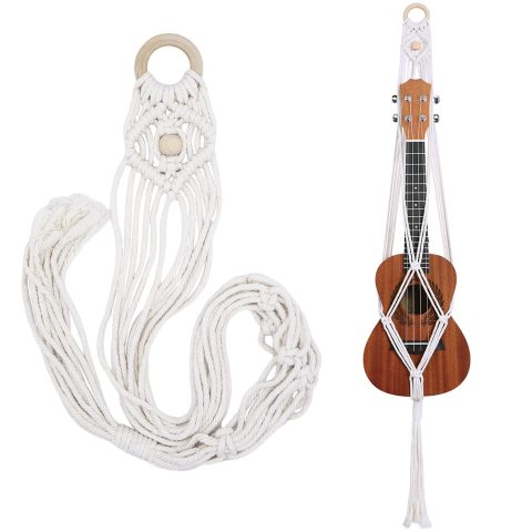 majowir Macrame Ukulele Hanger Soprano Boho Wall Mount with Soft Padding