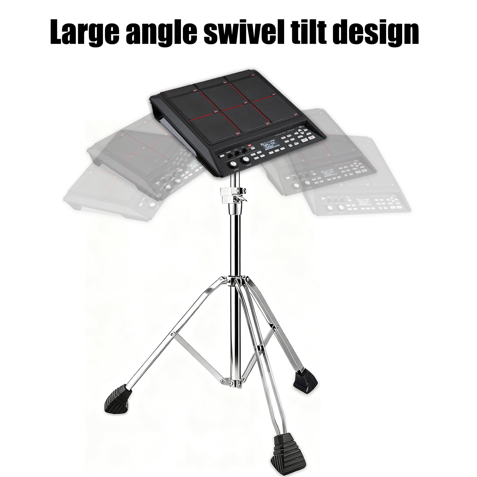 ULUOBO Heavy Duty Electronic Drum Pad Stand for Percussion Sample Pads, Foldable, with Carry Bag (Silver)