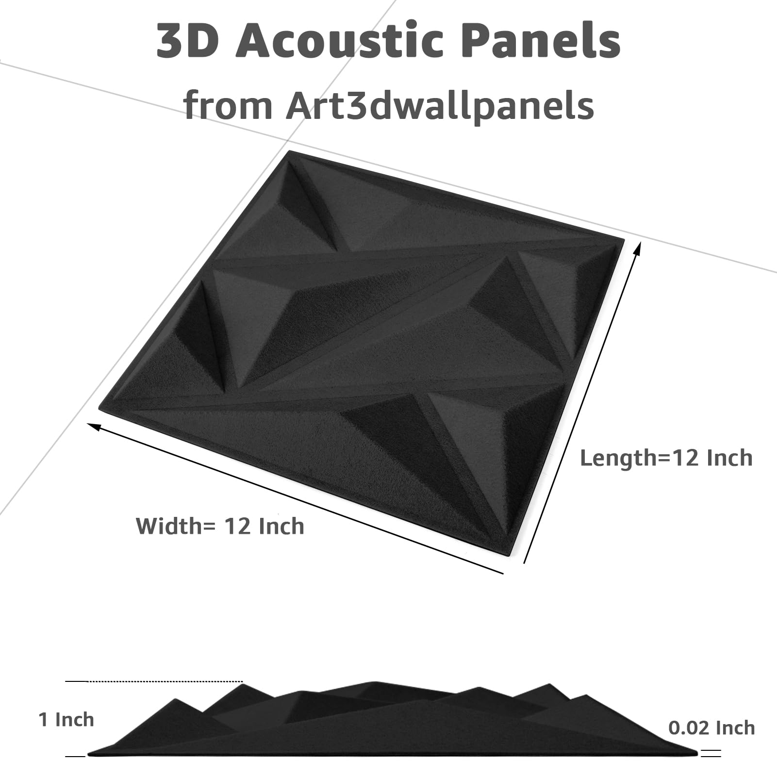 Art3dwallpanels 20 Pack Acoustic Panels, Black, 12 X 12 Inch