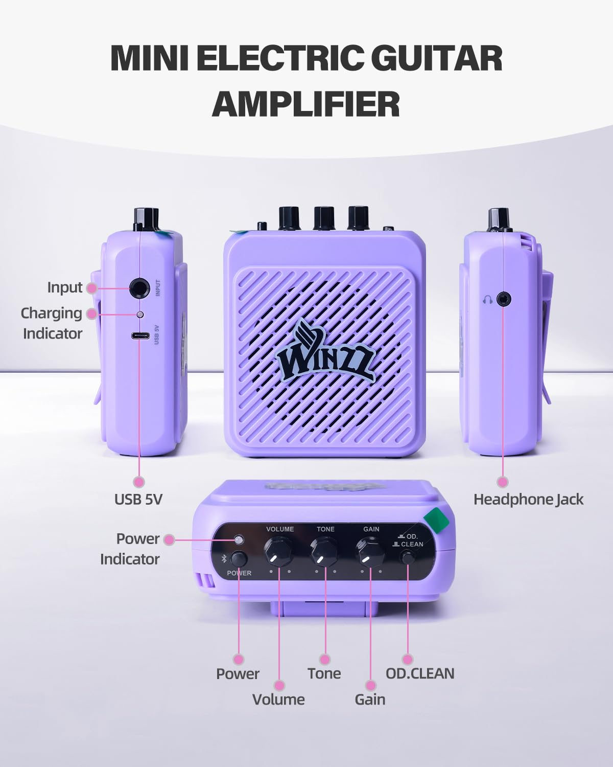 Winzz 30 Inch Kids Electric Guitar Beginner Kit, Junior 1/4 Size Mini Electric Guitar for Children Complete Stater Set with Amp, Gloosy Purple Colour