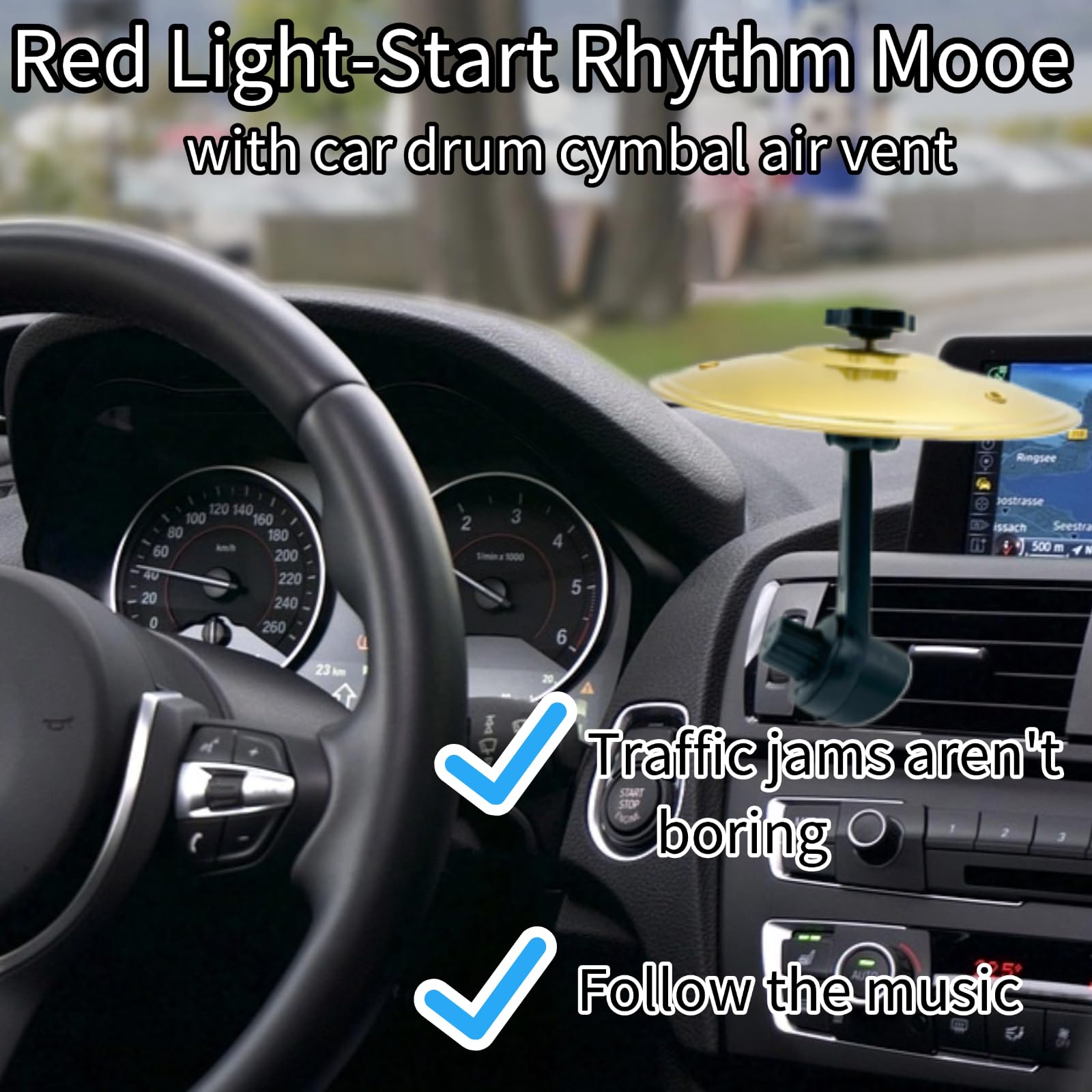 YOYODOGS Car Crash Cymbal Air Vent,Car Symbol Mini Drum for Music Lovers,Fun Music Gadget for Drivers,Compact Durable Accessory Drummers Gifts for All Types of Vehicles(Gold-2PCS)