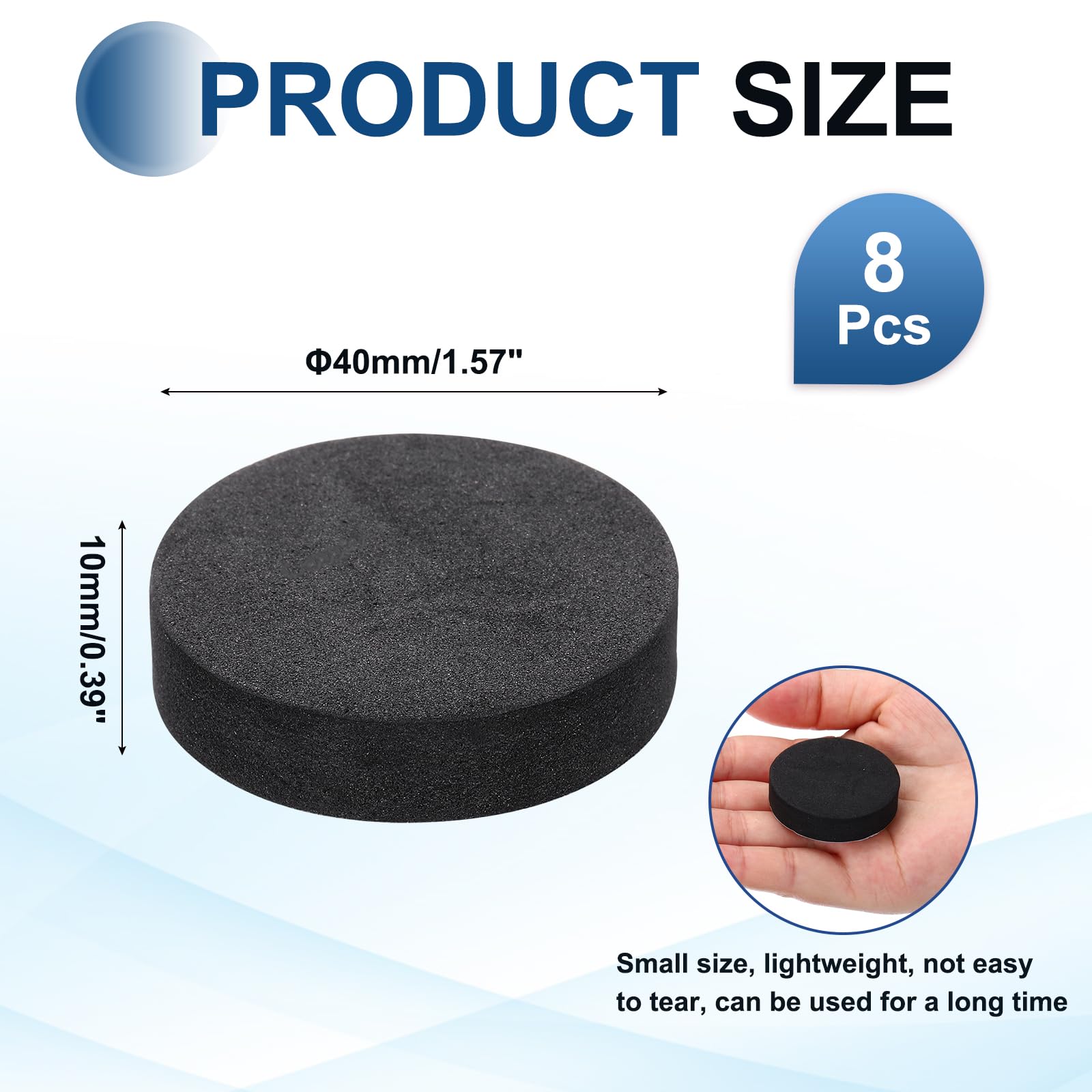 MECCANIXITY 8 Pcs Single Sided Speaker Isolation Feet Pads, 40mmx10mm Non Slip Foam Shock Absorption Base Pad Amplifier Stand Feet Mat for Speaker HiFi Home Theater Sound System, Black
