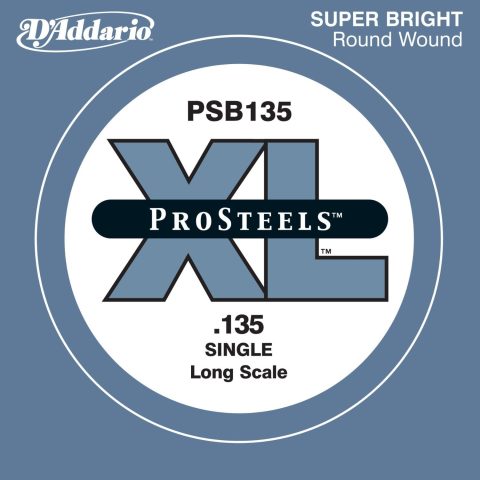 D’Addario PSB135 ProSteels Bass Guitar Single String, Long Scale, .135