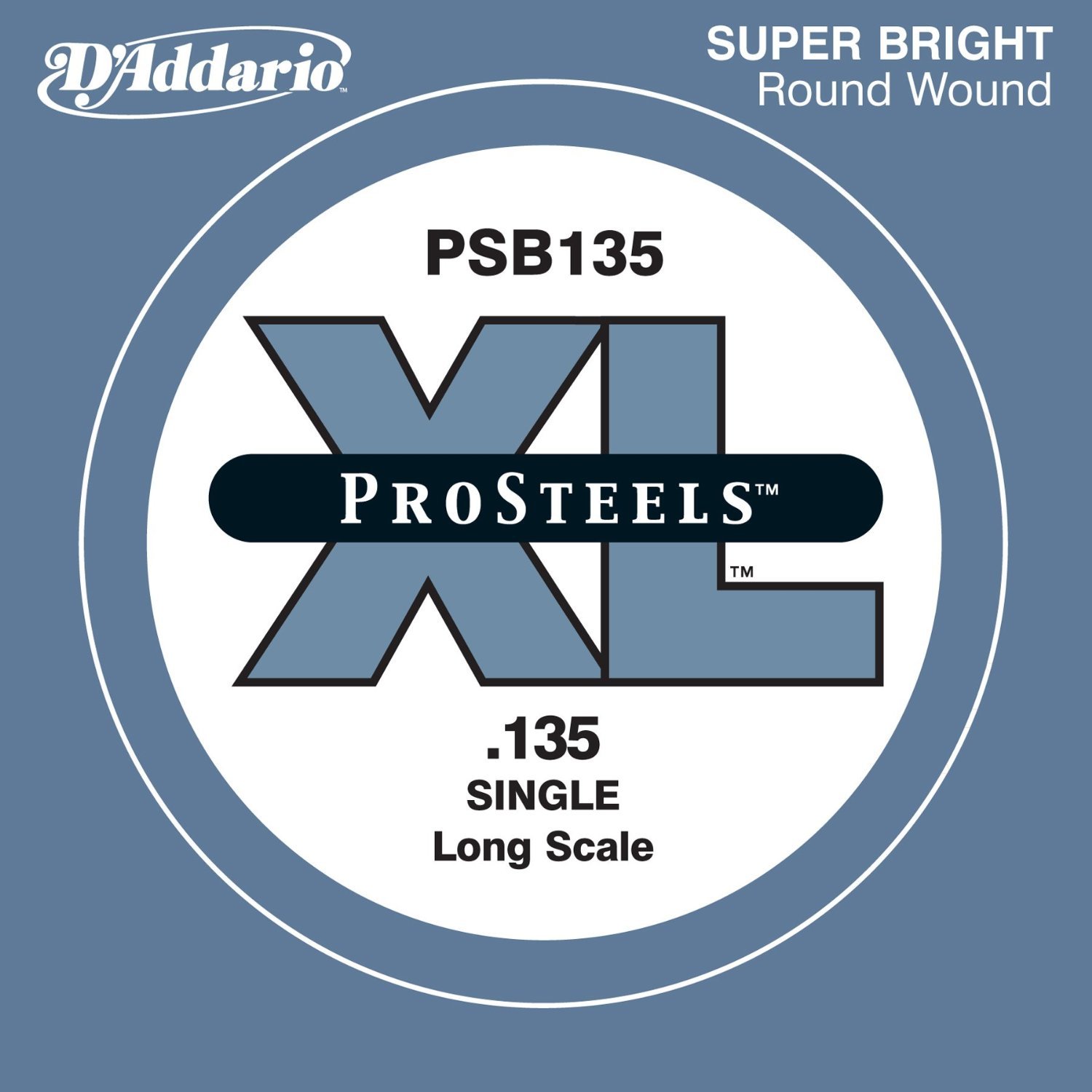 D’Addario PSB135 ProSteels Bass Guitar Single String, Long Scale, .135