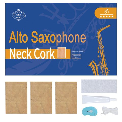 ROCHIX 1890 Alto Saxophone Sax Joint Cork Replacement Kit, Saxophone Cork, Glue, Knife, Taping and Sandpaper