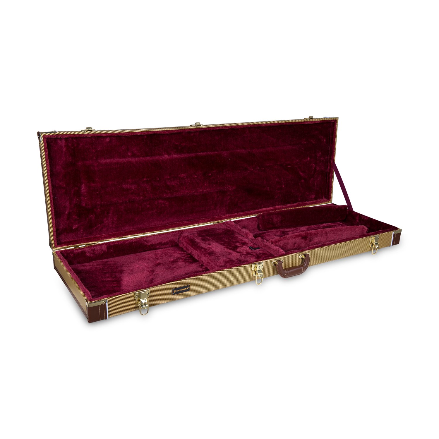 Crossrock Electric Bass Guitar Case- Sponge Lining, Metal Feet, Storage Space-Vinyl Tweed (CRW600BTW)