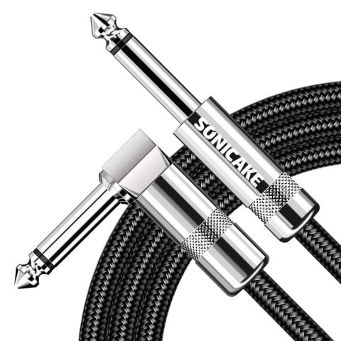 SONICAKE Guitar Cable 10ft Amp Cord for Guitar Bass Electric Guitar Instrument Electric Mandolin Amplifier Audio, 1/4 Inch to 1/4 Inch TS Straight Male to Male Cable Black Blue