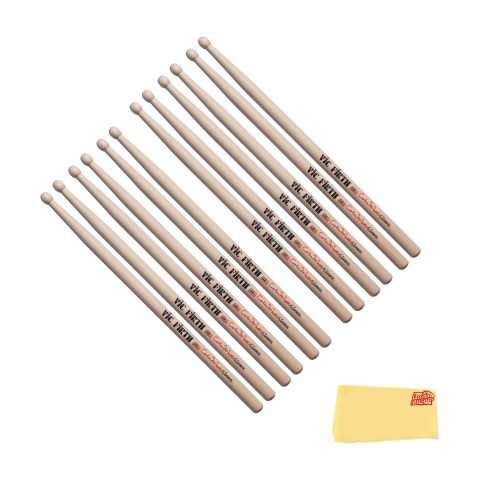 Vic Firth SCM Corpsmaster Signature Snare Colin McNutt Drumsticks – 6-Pack Bundle with Austin Bazaar Polishing Cloth