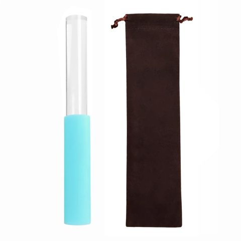 Singing Bowl Mallet Blue Acrylic Rubber Striker Mallet for Playing Quartz Crystal Singing Bowl with Bundle Pocket