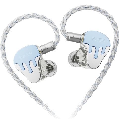 BASN BmasterX 6-Driver In Ear Monitor Headphones for Musicians, Blue-White