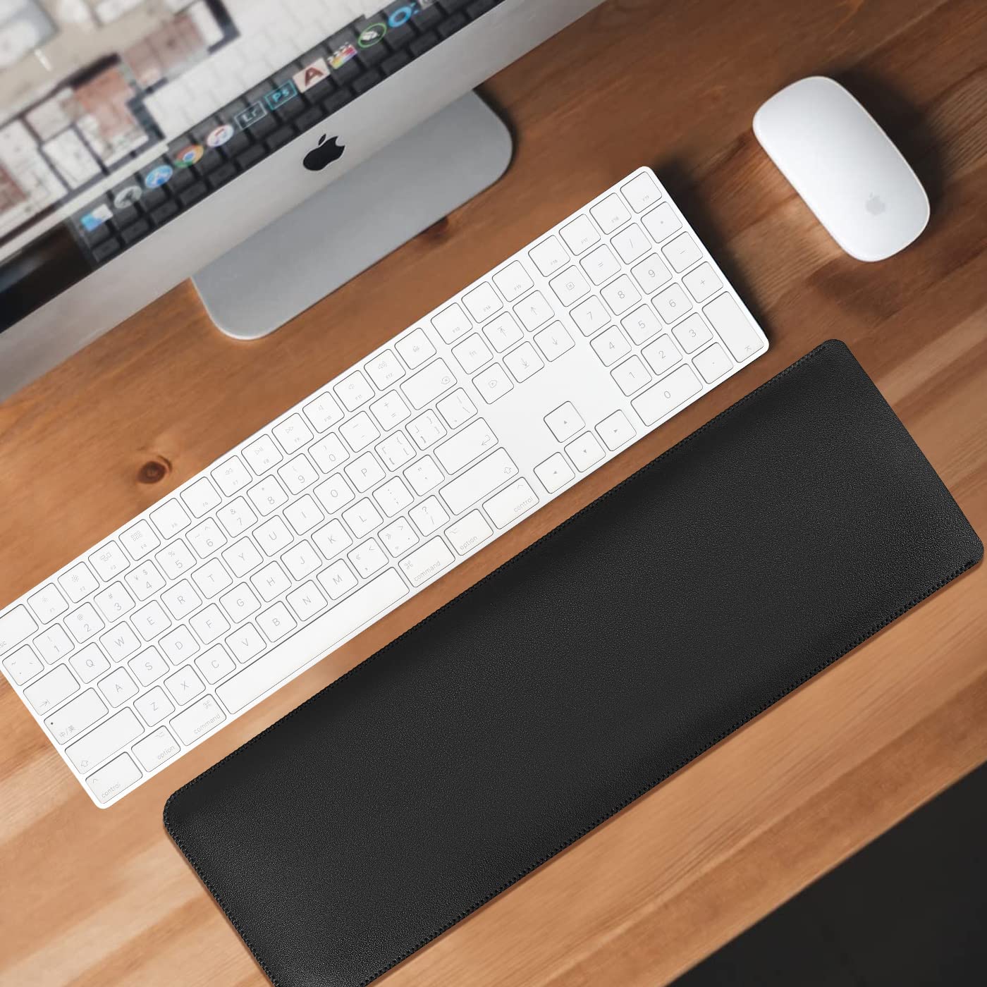 CaseBuy PU Leather Keyboard Sleeve Cover Case for 2024 Apple Magic Keyboard with USB-C & 24″ iMac Magic M1 M3 M4 Chip A2520 A1843 & 2022 Mac Studio with Numeric Keypad Accessories Bag Pouch – Black