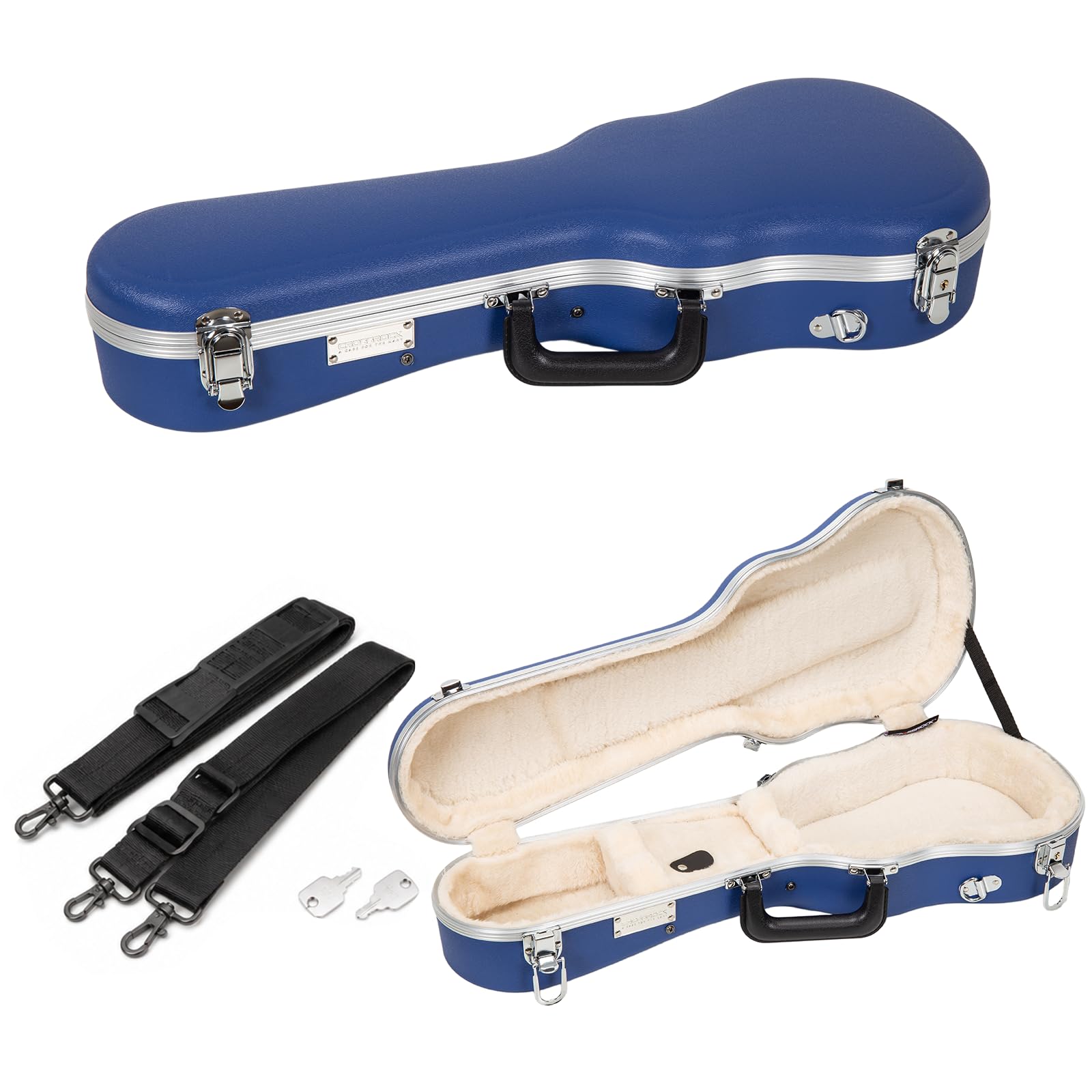 Crossrock Soprano Ukulele Case, Fit for 21 inches | Molded Hardshell with Scratch-Resistant Matte Finish, Security Lock, Accessory Compartment & Shoulder Straps — Vibrant Blue (CRA880SUVB)