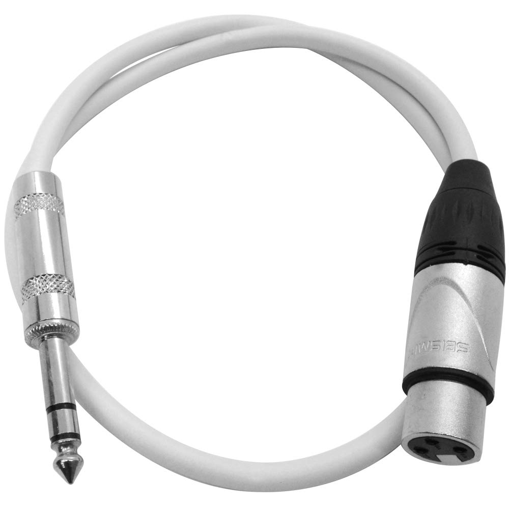 Seismic Audio – SATRXL-F2White – 2 Foot White XLR Female to 1/4 Inch TRS Patch Cables- 2′ Professional Audio Balanced XLR-F to 1/4″ Patch Cord