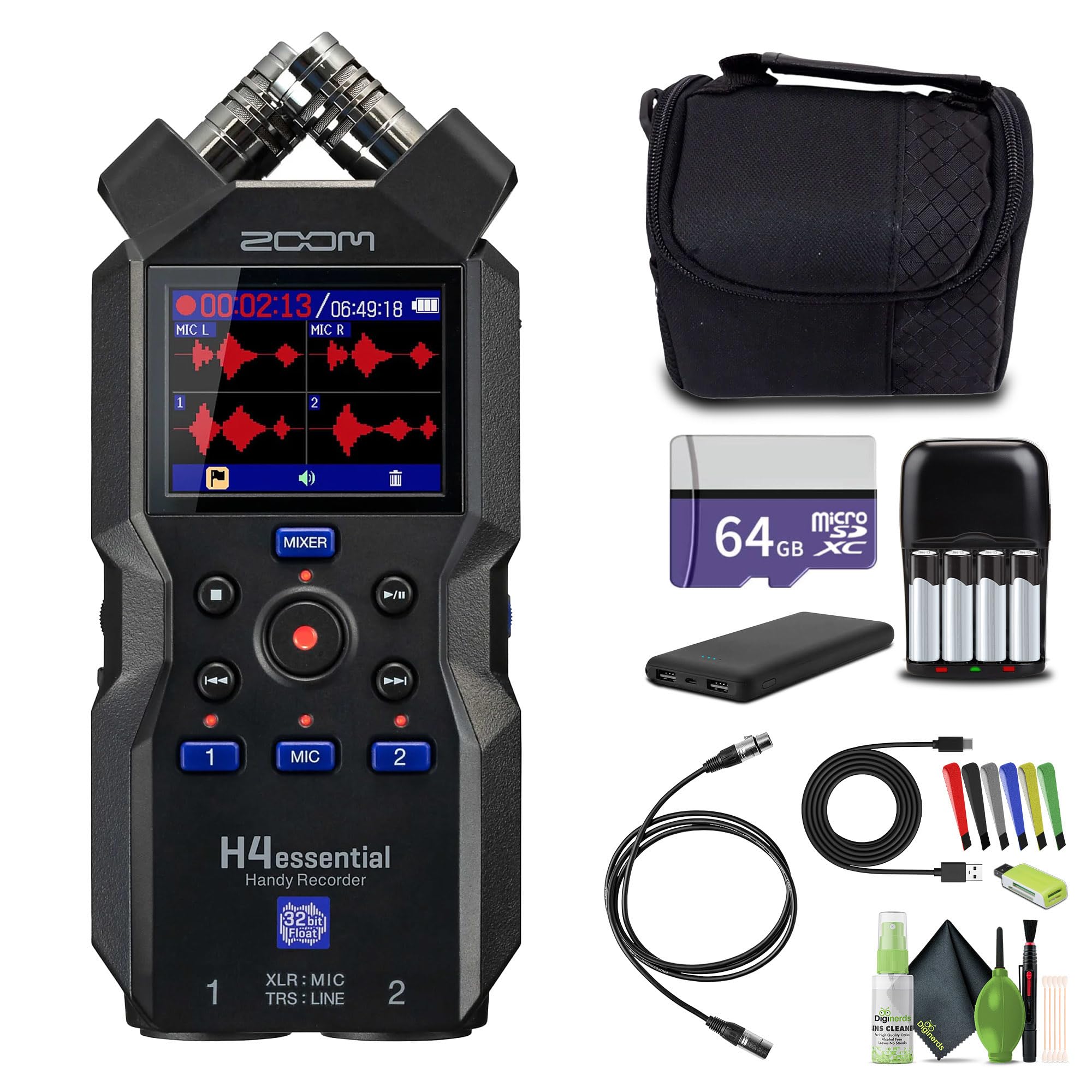 Zoom H4essential 4-Track Audio Recorder with Accessibility Option Bundle