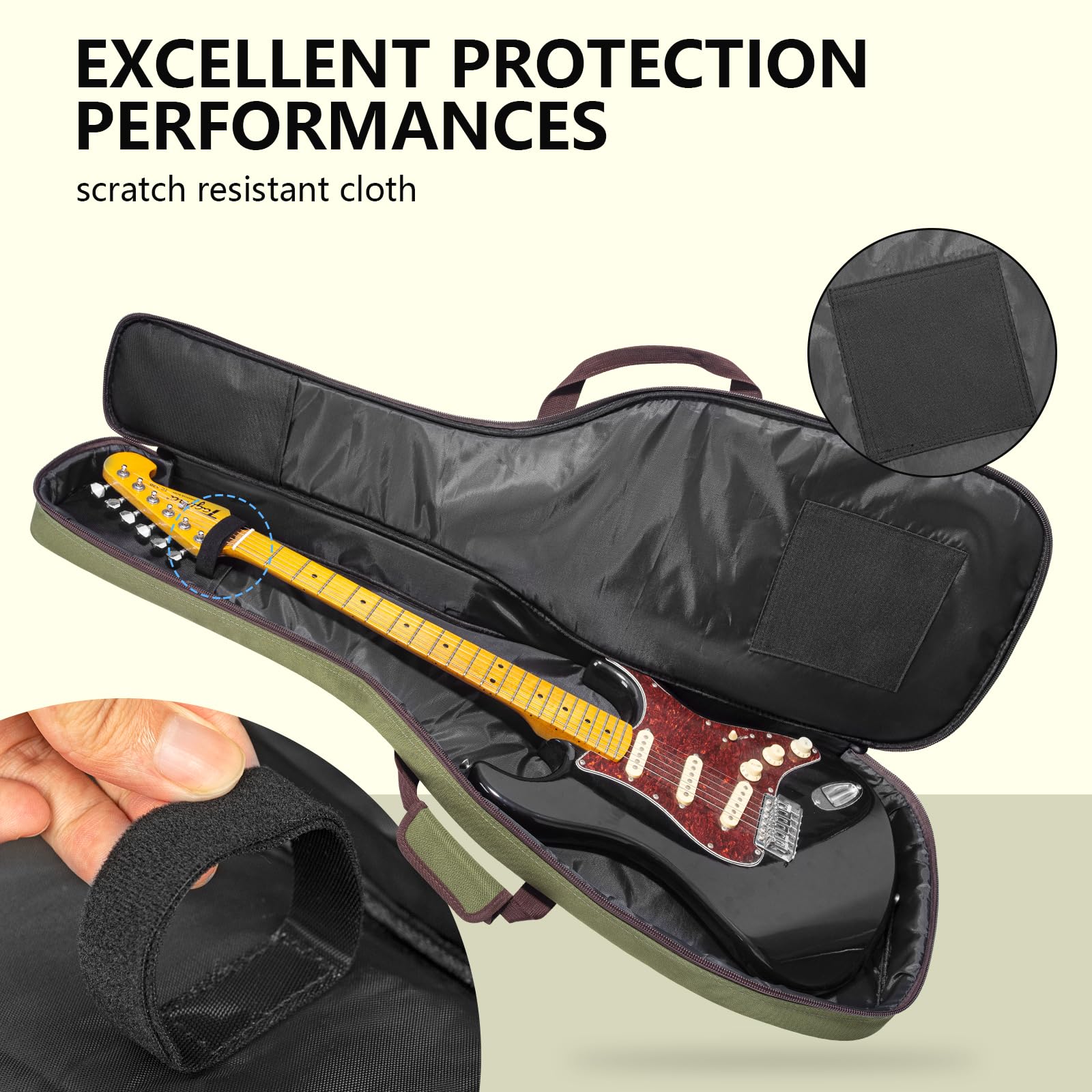 MUZNOTE Electric Guitar Bag Electric Guitar Case Reinforced 0.45 In Thick Sponge Soft Padded Guitar Case with 4 Pockets Electric Guitar Gig Bag, Neck Cradle,Back Hanger Loop for 39 Electric Guitars