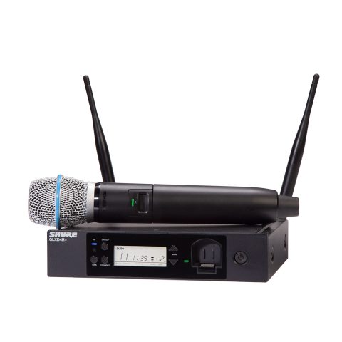Shure GLXD24R+/B87A Dual Band Pro Digital Wireless Microphone System – 12-Hour Battery Life, 100 ft Range | BETA 587 Handheld Vocal Mic, Single Channel Rack Mount Receiver (GLXD24R+/B87A-Z3)