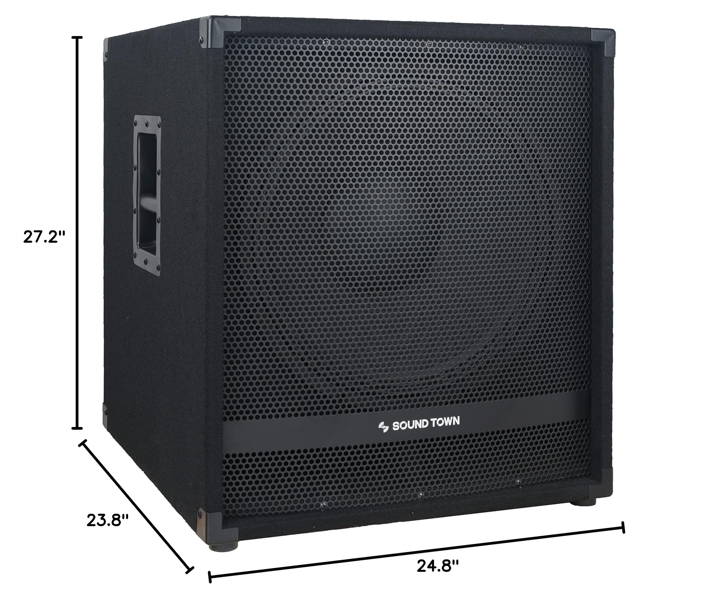 Sound Town METIS Series Powered Subwoofer 2400 Watts 18″, with Class-D Amplifier, 4-inch Voice Coil, High-Pass Filter (METIS-18PWG)