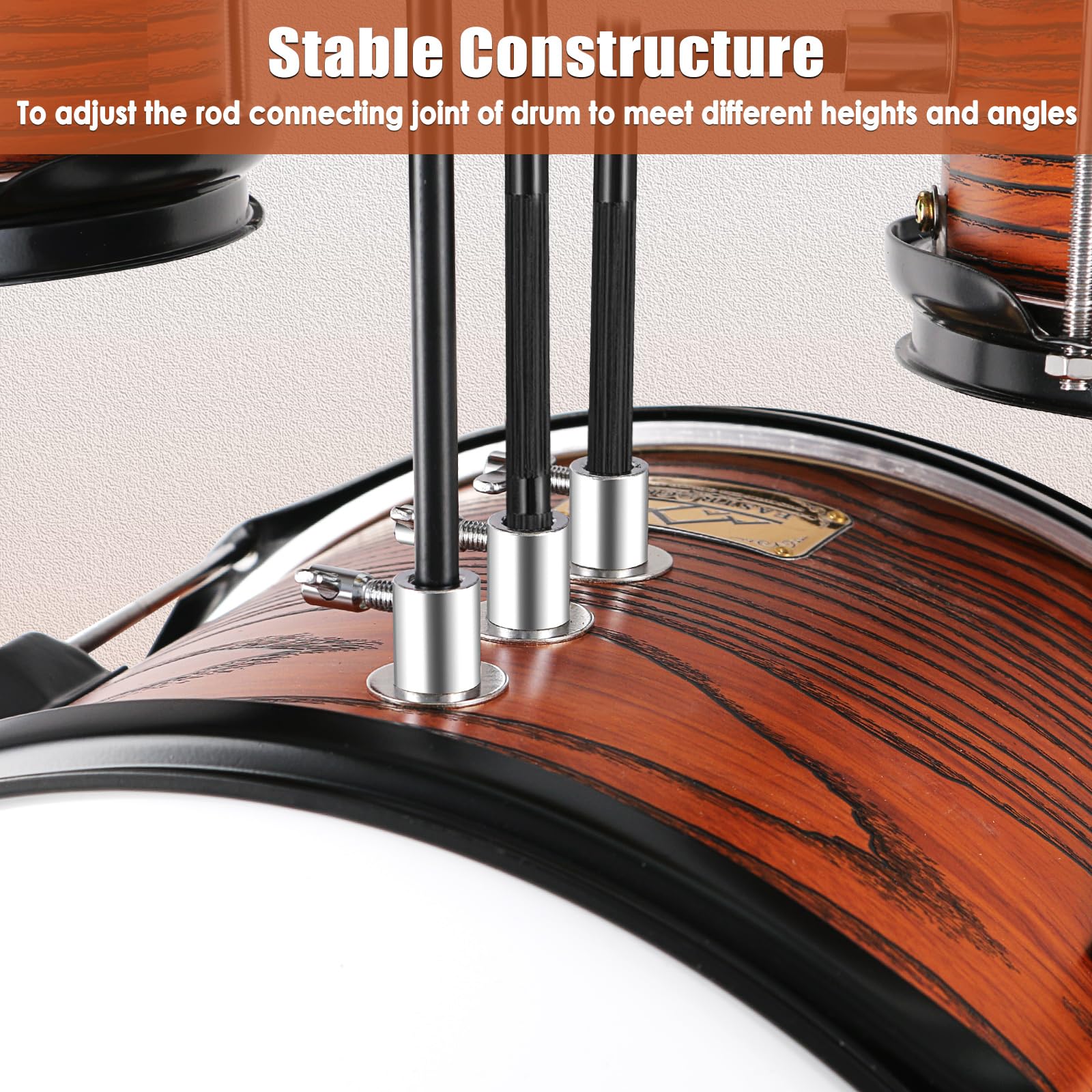 EASTROCK 3 Piece 14” Junior Drum sets for Drummer,Wood