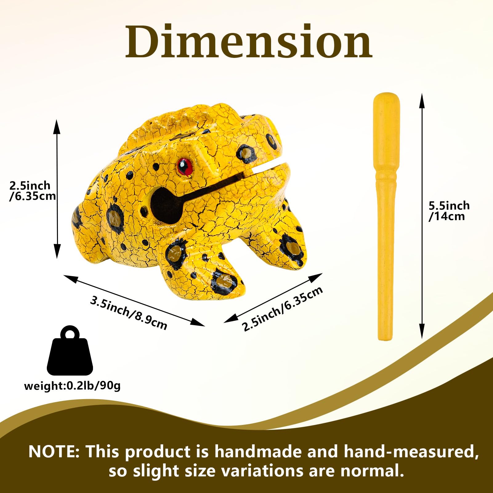 GOGHOST 3.5 inch Frog Guiro Rasp Wooden Instrument (Painted Yellow)