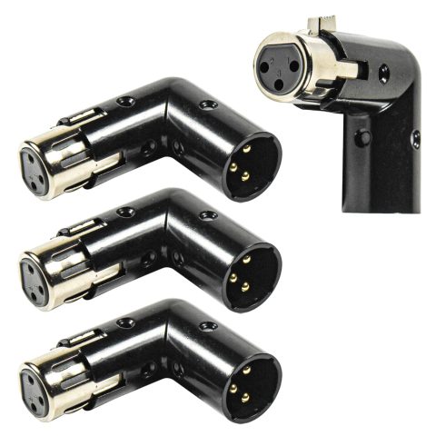 HQRP 4-Pack 3-Pin XLR Angle Adapter Dual Male & Female with 4 Adjustable Angle Positions Right Left and 90 Degree, Compatible with Mixers that Interfere with Other Applications, 3-Pin Connector