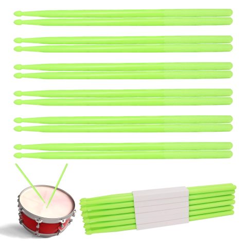 12 pairs Drumsticks, High-Quality 5A Drum Sticks, Non-slip Drumsticks Perfect for Practice, Performance and Relaxation, Available in Vibrant Assorted Green by KUKLIPJIM