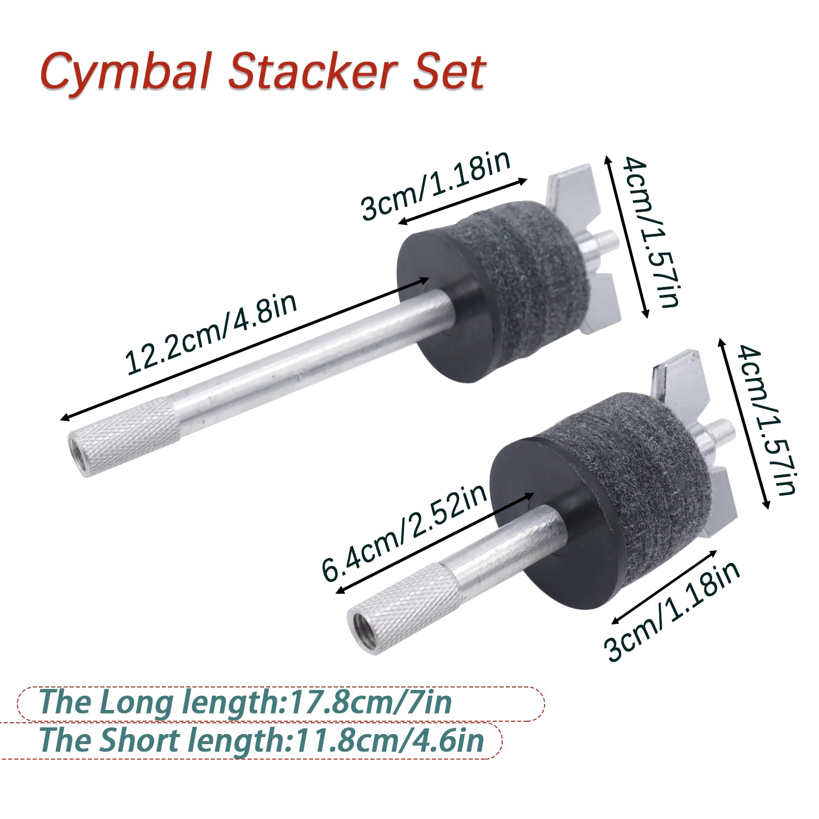 CashBeat Cymbal Stacker 2-Pack (7″ & 4.6″), 8mm Thread Mount Post