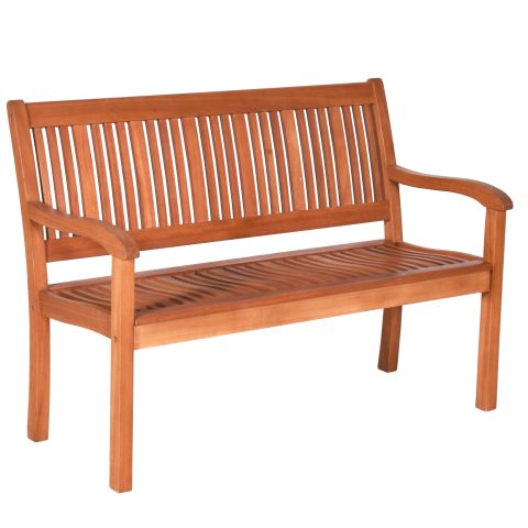 Tangkula Outdoor Wood Garden Bench, 50″ W Solid Wood Patio Park Bench with Dense Slatted Backrest & Seat, Curved Armrest, Large Wooden Loveseat Bench for Deck, Porch, Poolside, Yard & Balcony