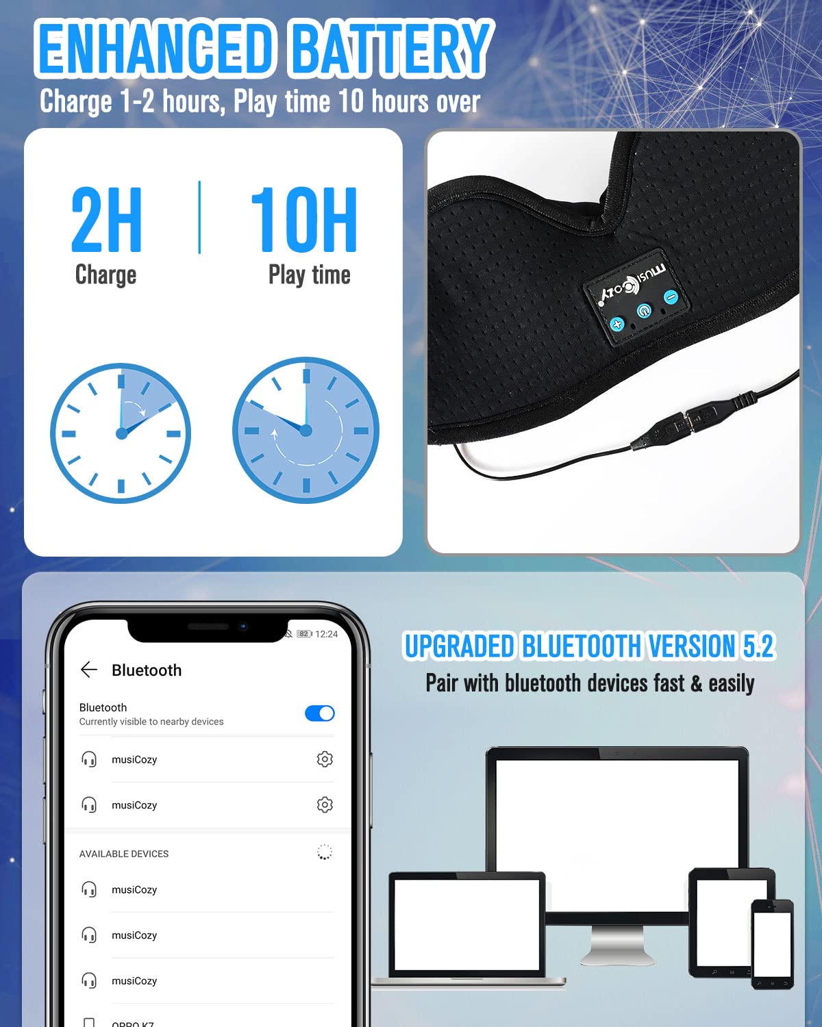 MUSICOZY Bluetooth 5.4 Module for Sleep Headphones Replacement