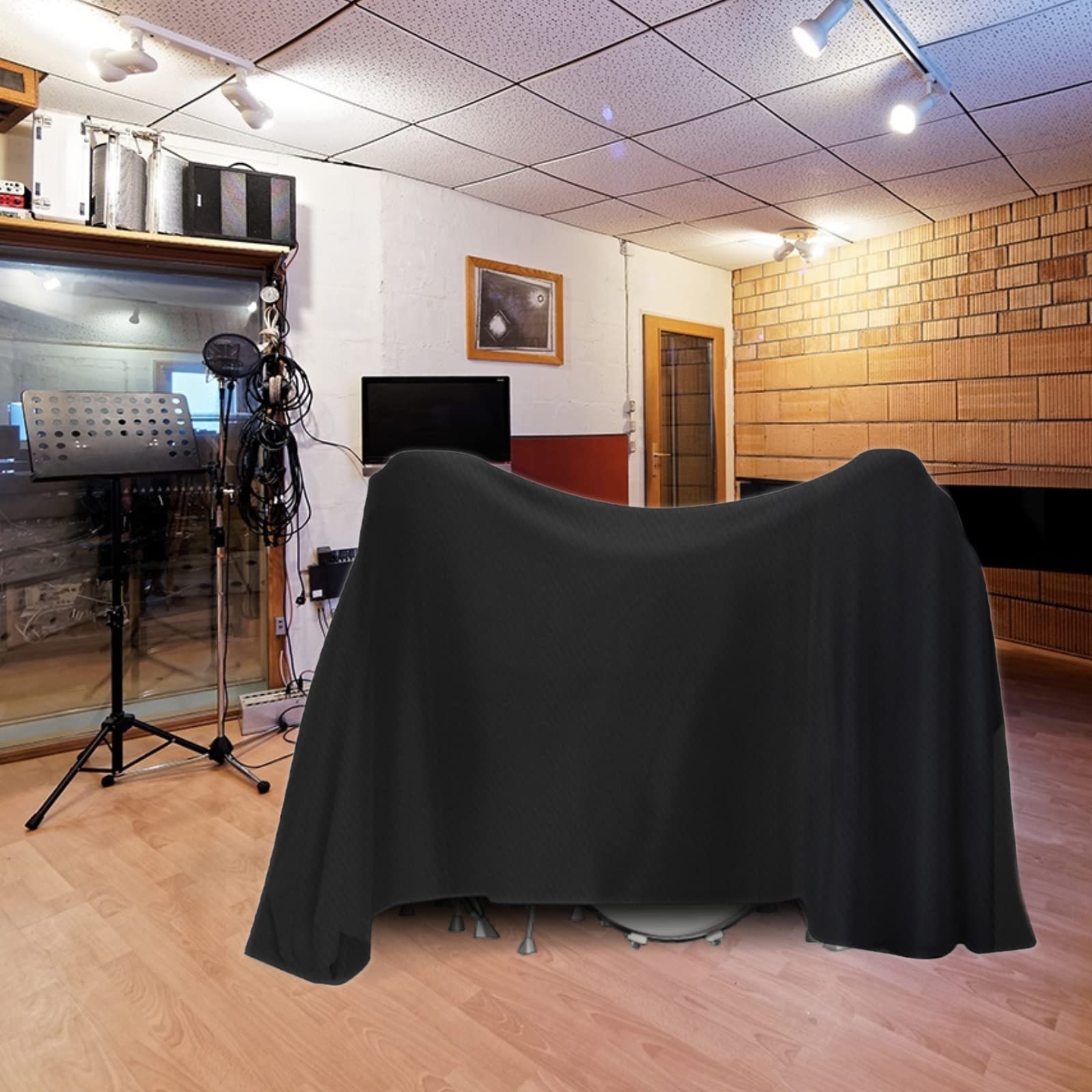 Drum Set Dust Cover With Sewn-in sewn-in weighted corners Windproof Drum Kit Cover for Outdoor Musical Instruments (80 x 108 inch)