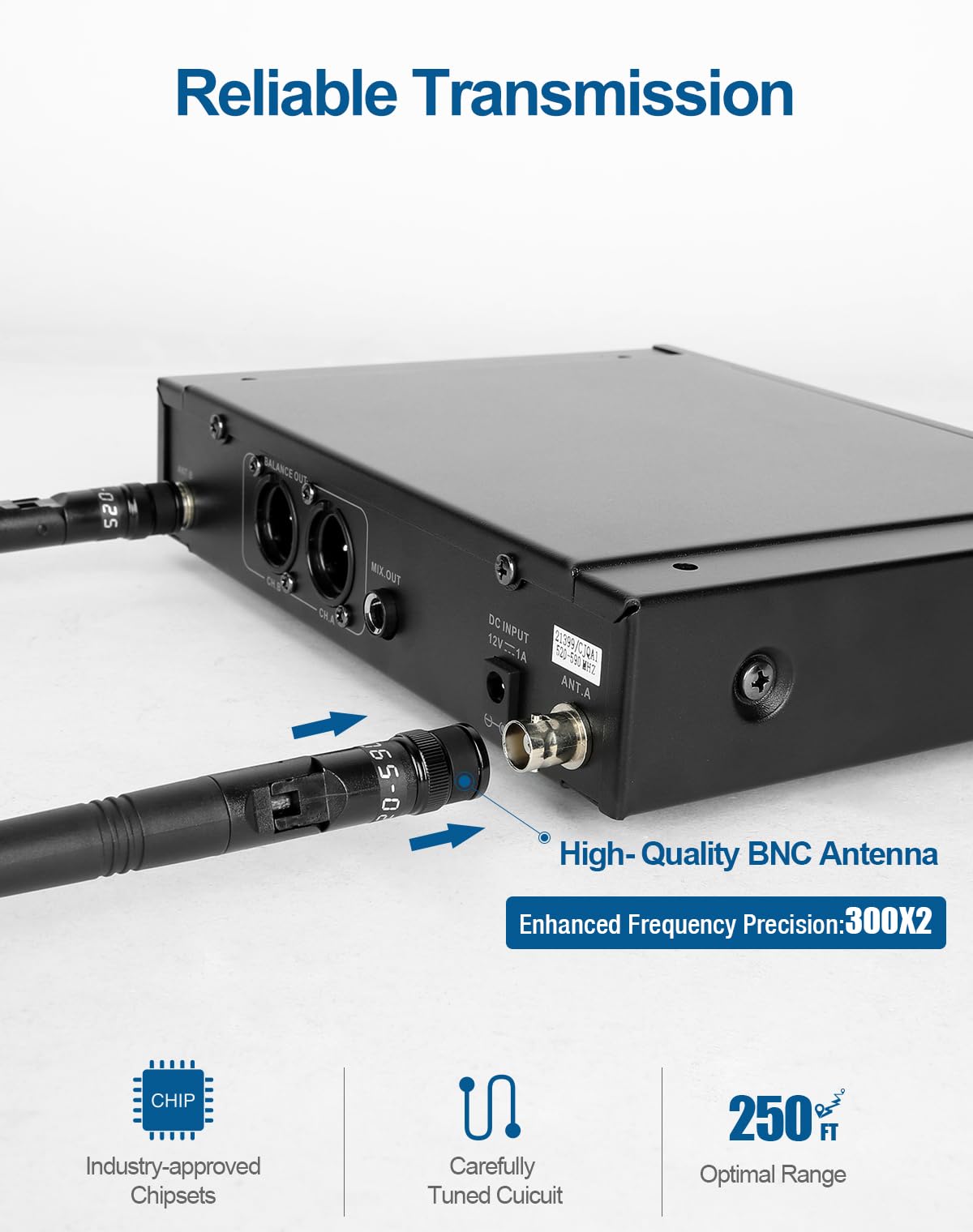 SGPRO SG-82BB Dual Wireless Microphone System, 520-590 MHz