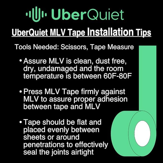 UberQuiet MLV Seam Tape, 2″ x 108′ – for Installation of Mass-Loaded Vinyl Noise Barriers (12)