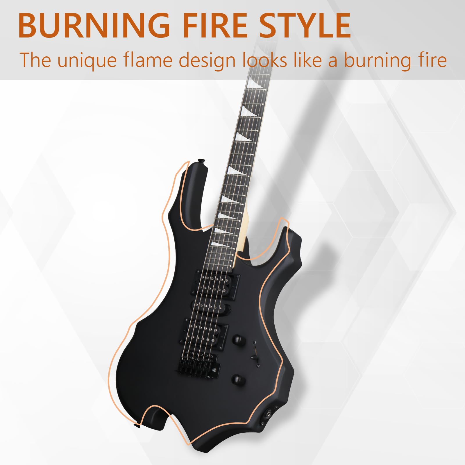 Ktaxon Burning Fire Design Full Size Electric Guitar Kit, Matte Black