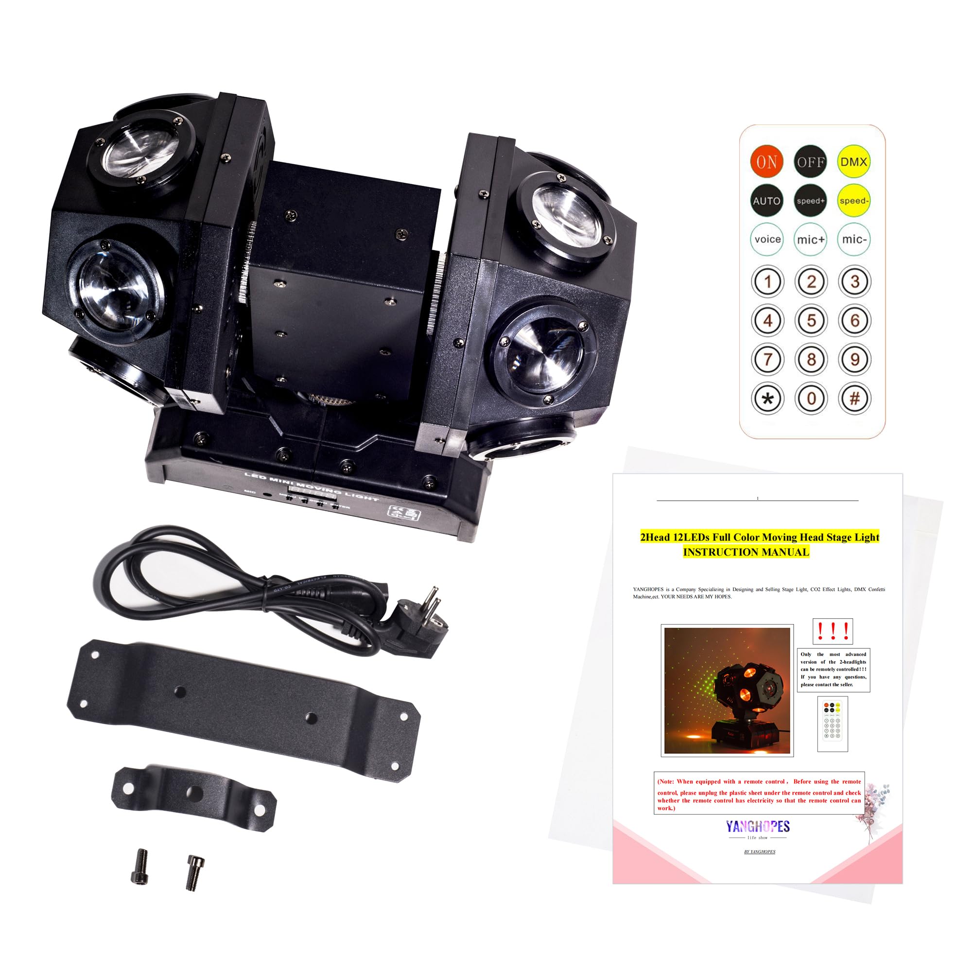 Remote Control Moving Head DJ Light 12LEDs Rotating Stage Beam Lights Uplighting Pinspot Lights for DJ KTV Disco Party Wedding Concert Festival