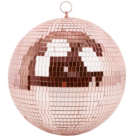 Mirror Ball for Disco DJ Club Party Wedding Home Decor, Muscab 12 Inch Disco Ball with Hanging Ring, Rose Gold